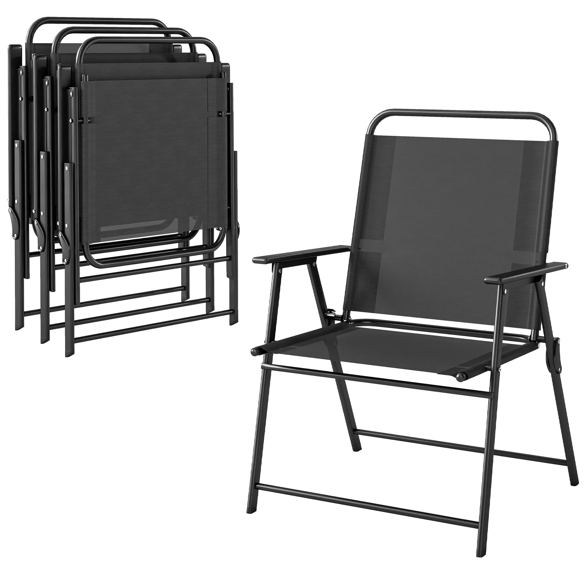 Chaise pliable – lot de 4 chaises de jardin noires
